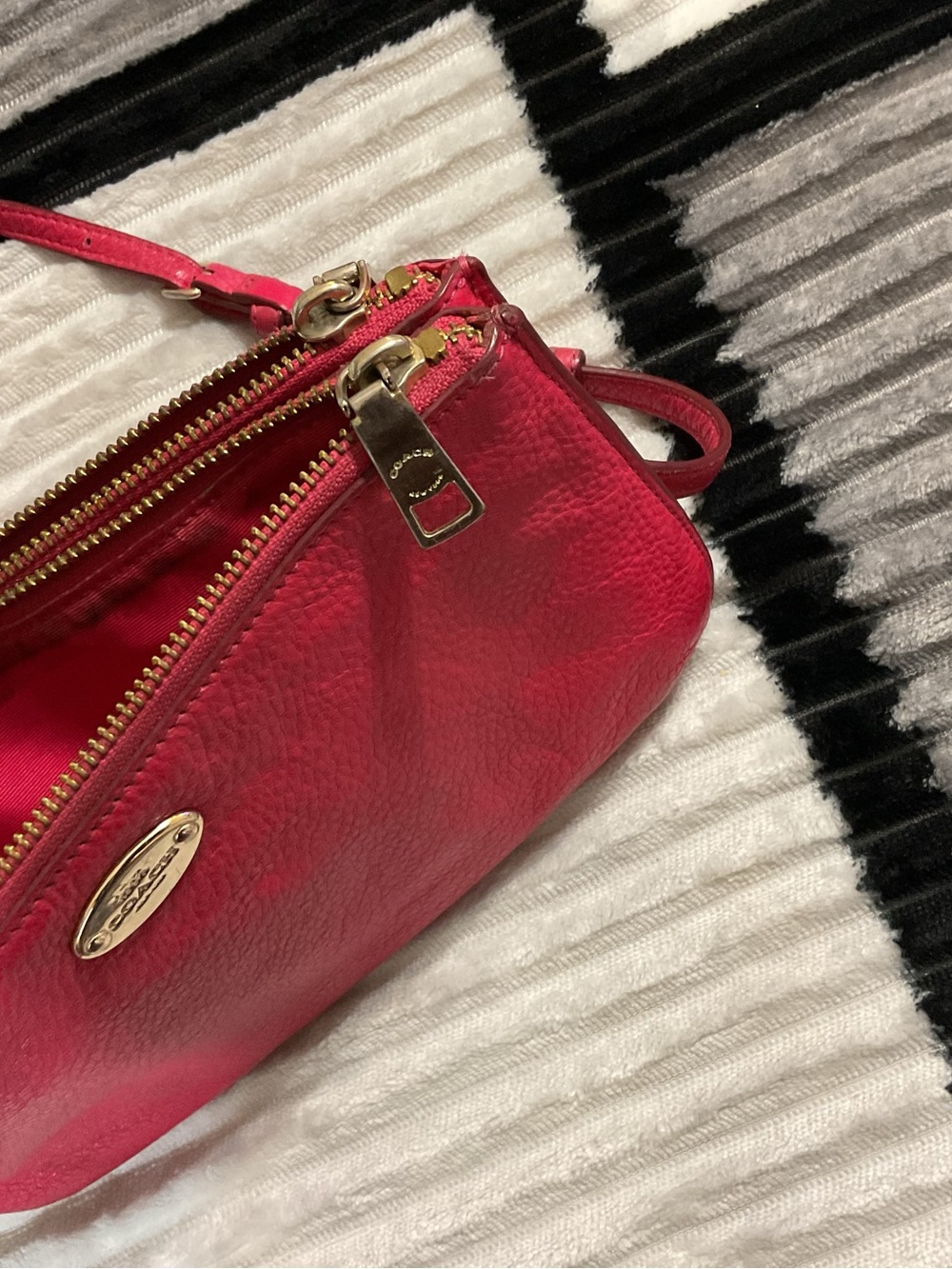 Coach Pink Leather CrossBody Doouble Zipper Bag - Picture 7 of 7